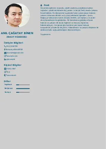 Ziraat Mühendisi Cv Örnekleri cv indir